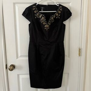 Alfani Black Mini Dress with Embellished Neckline